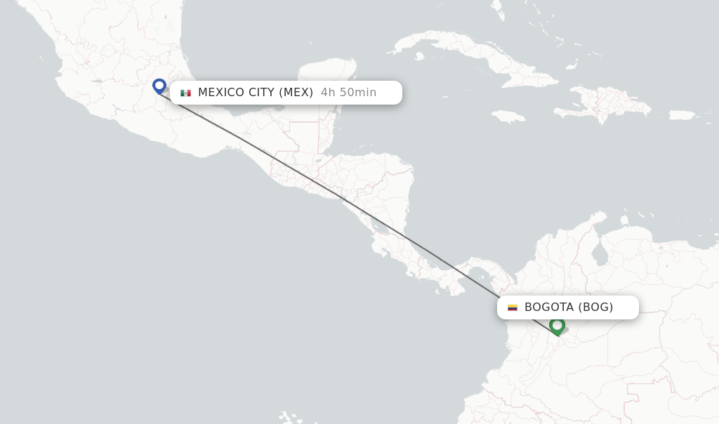Direct (nonstop) flights from Bogota to Mexico City schedules