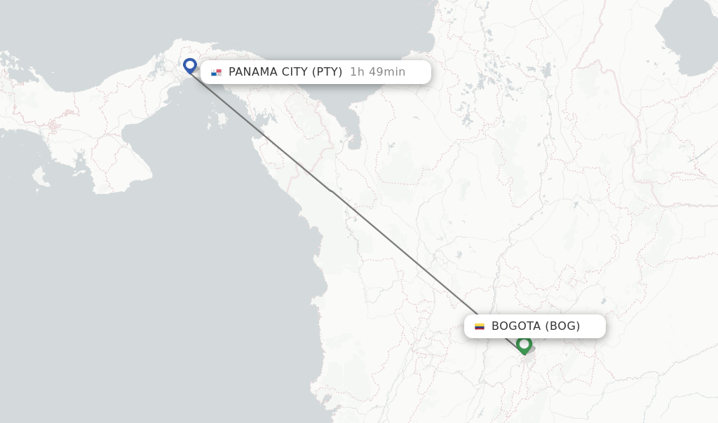 Direct (nonstop) flights from Bogota to Panama City schedules