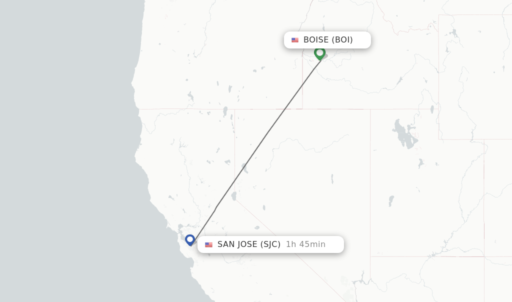 Direct (nonstop) flights from Boise to San Jose schedules