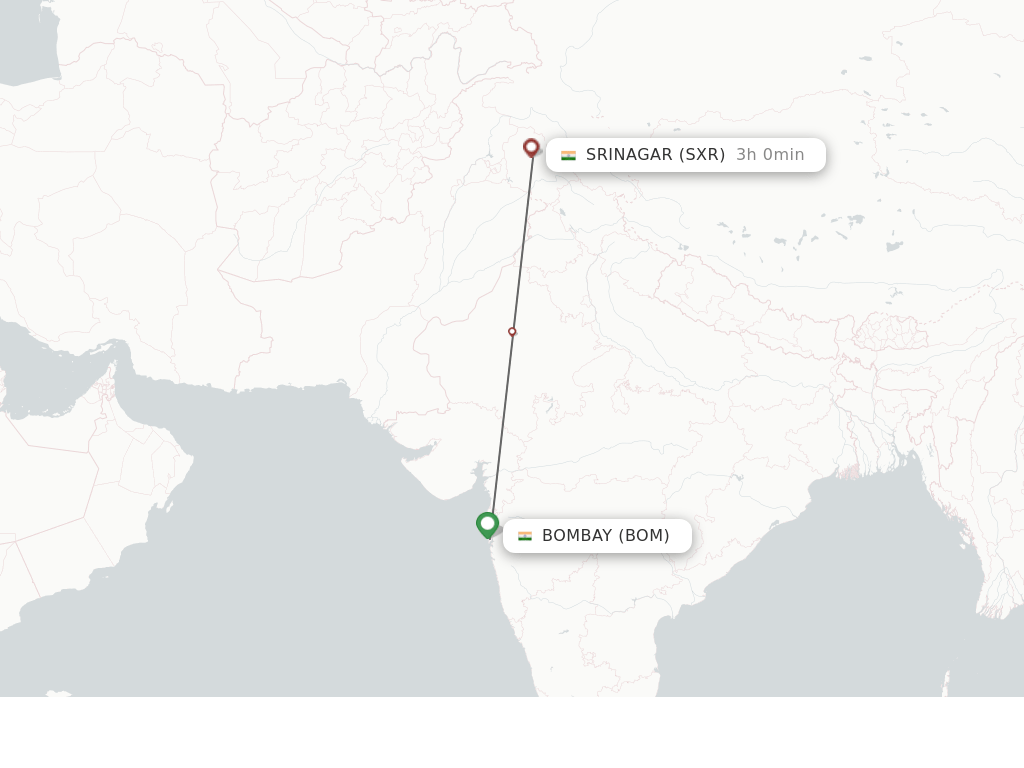 Direct (nonstop) flights from Mumbai to Srinagar schedules