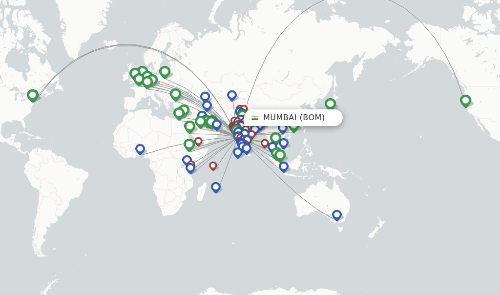 Direct (nonstop) flights from Mumbai to New York schedules