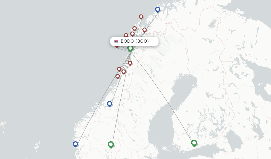 Direct (nonstop) flights from Bodo to Bardufoss schedules
