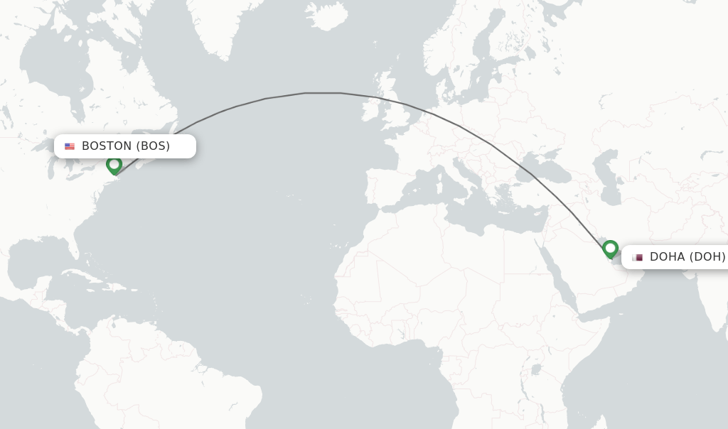 Direct (nonstop) flights from Boston to Doha schedules