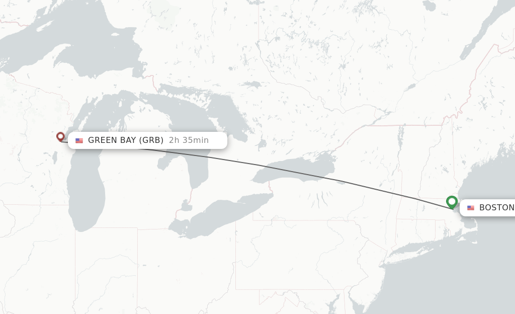 Direct (nonstop) flights from Boston to Green Bay schedules
