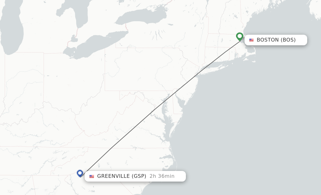 Direct (nonstop) flights from Boston to Greenville schedules