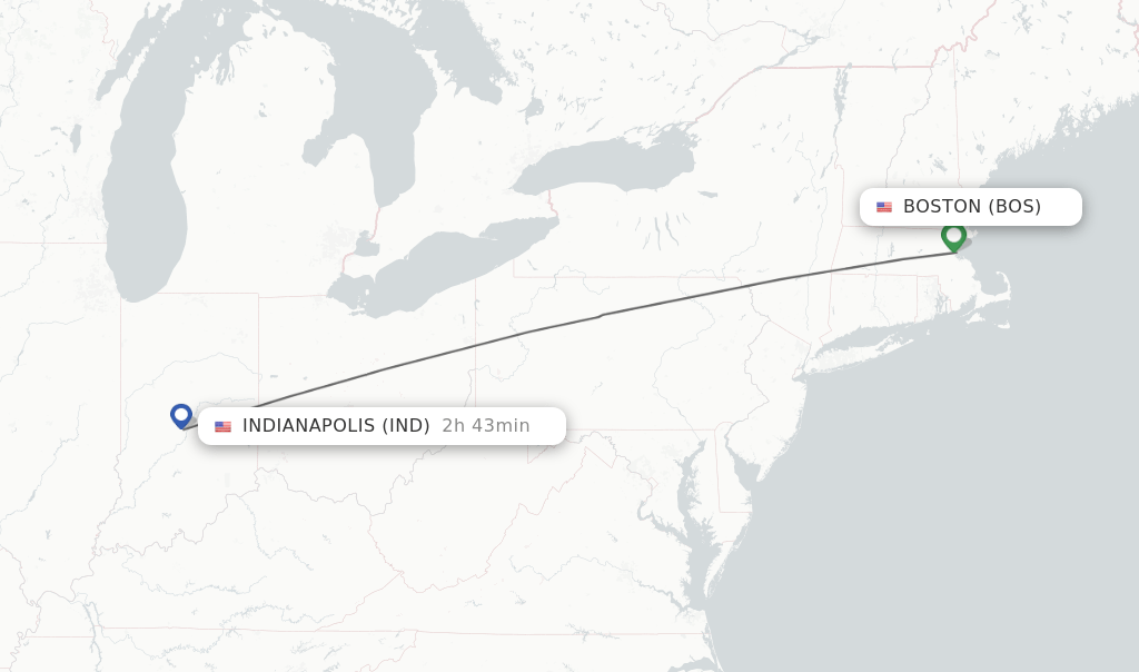 Direct (nonstop) flights from Boston to Indianapolis schedules