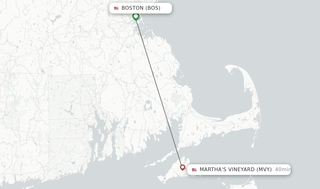 Direct (nonstop) flights from Boston to Martha's Vineyard schedules