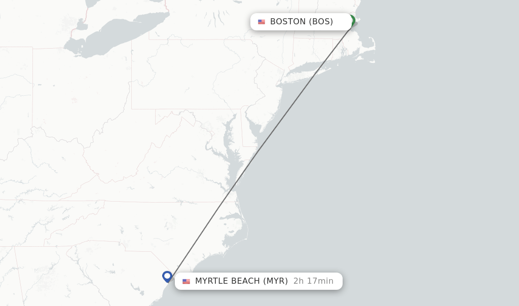 Direct (nonstop) flights from Boston to Myrtle Beach schedules
