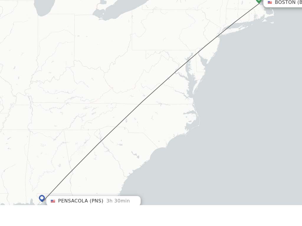 Direct (nonstop) flights from Boston to Pensacola schedules