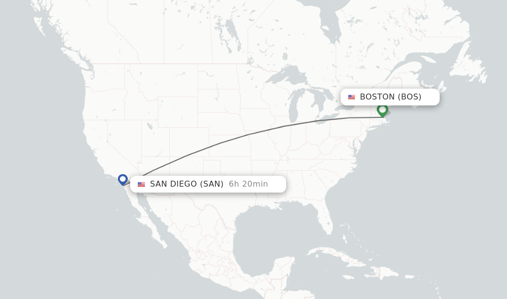 Direct (nonstop) flights from Boston to San Diego schedules