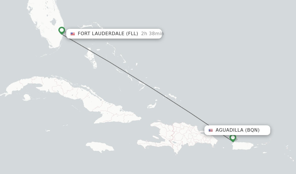 Direct (nonstop) flights from Aguadilla to Fort Lauderdale schedules