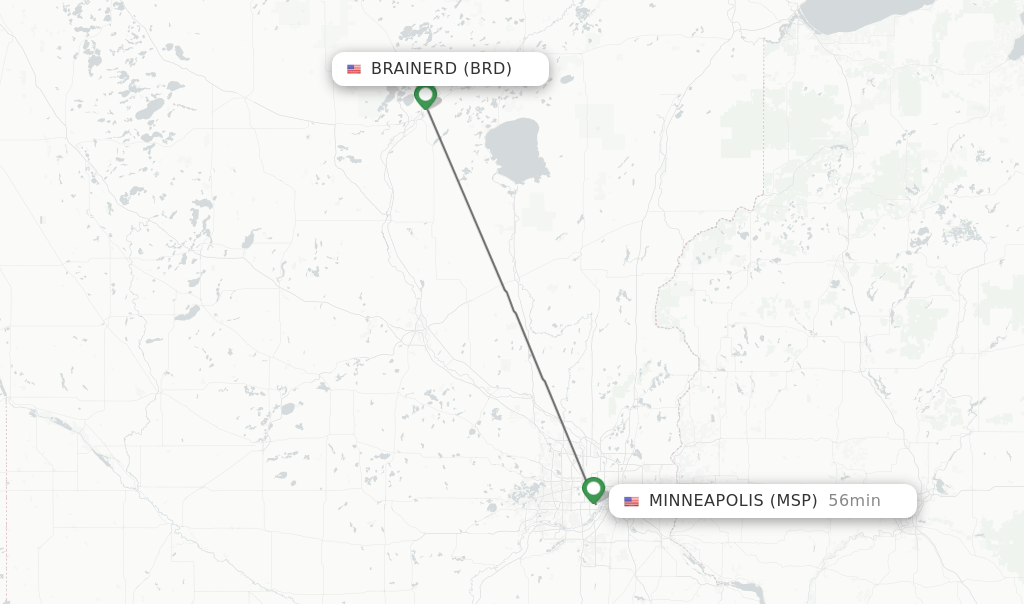 Direct (nonstop) flights from Brainerd to Minneapolis schedules