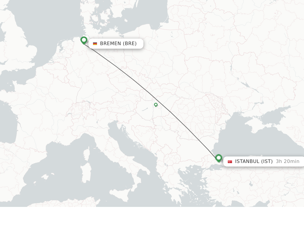Direct (nonstop) flights from Bremen to Istanbul schedules