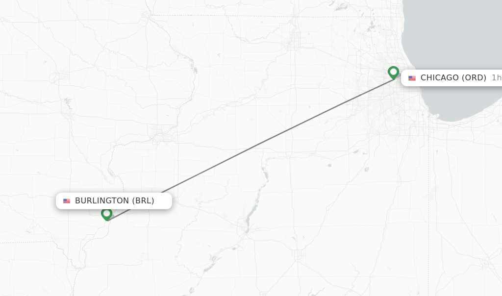 Direct (nonstop) flights from Burlington to Chicago schedules