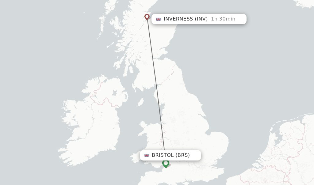 Direct (nonstop) flights from Bristol to Inverness schedules