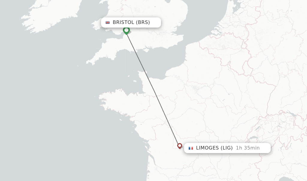 Direct (nonstop) flights from Bristol to Limoges schedules