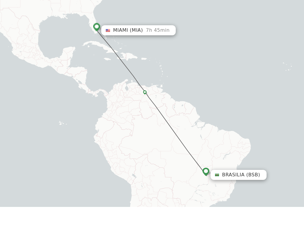 Direct (nonstop) flights from Brasilia to Miami schedules