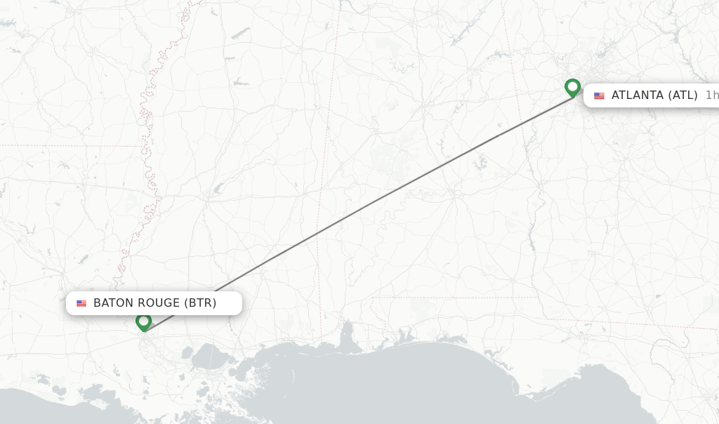 Direct (nonstop) flights from Baton Rouge to Atlanta schedules