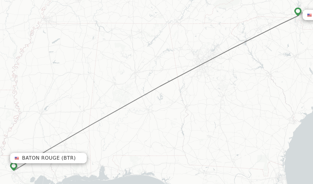 Direct (nonstop) flights from Baton Rouge to Charlotte schedules