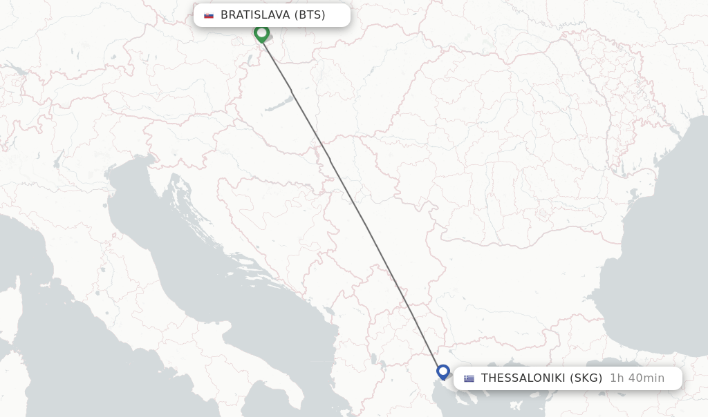 Direct (nonstop) flights from Bratislava to Thessaloniki schedules