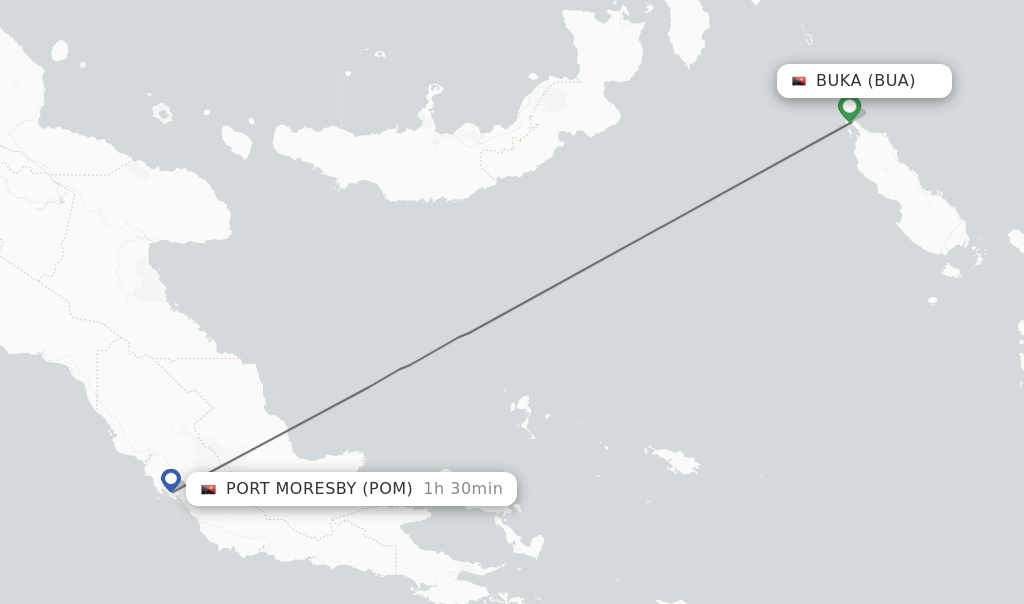 Direct (nonstop) flights from Buka to Port Moresby schedules