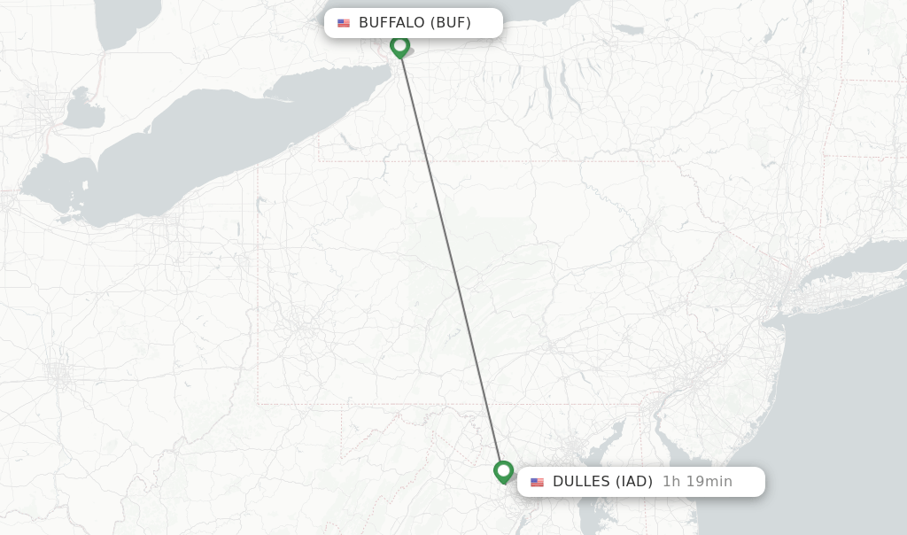 Direct (nonstop) flights from Buffalo to Dulles schedules