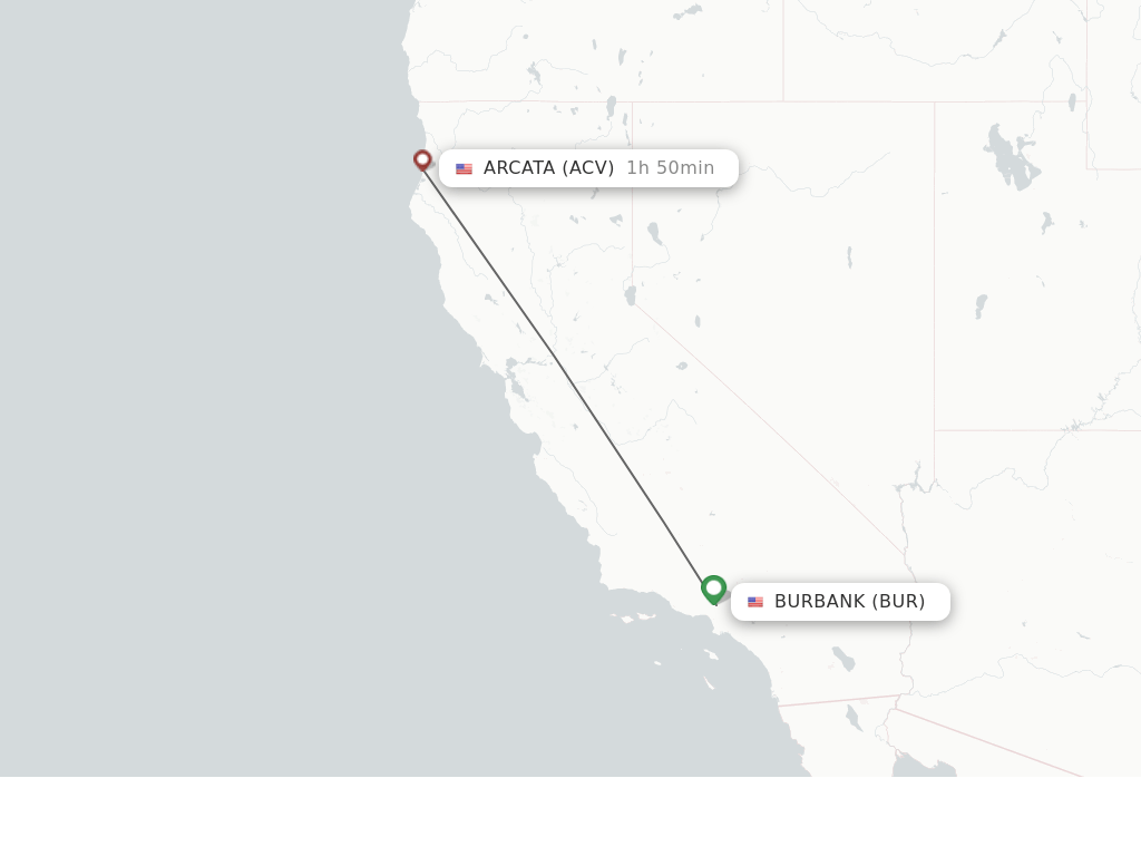Direct (nonstop) flights from Burbank to Arcata schedules