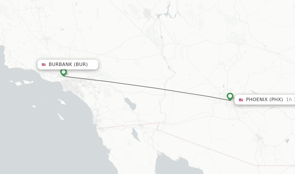 Direct (nonstop) flights from Burbank to Phoenix schedules