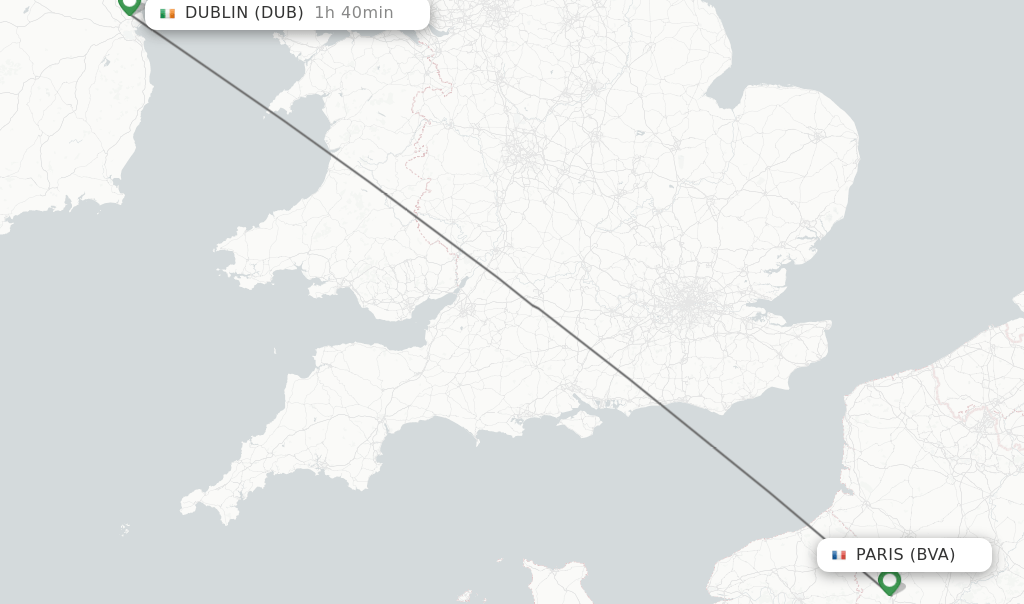Direct (nonstop) flights from Paris to Dublin schedules
