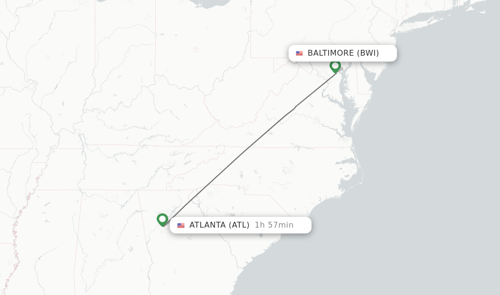 Direct (nonstop) flights from Baltimore to Atlanta schedules
