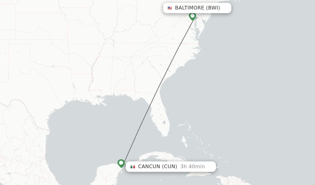 Direct (nonstop) flights from Baltimore to Cancun schedules