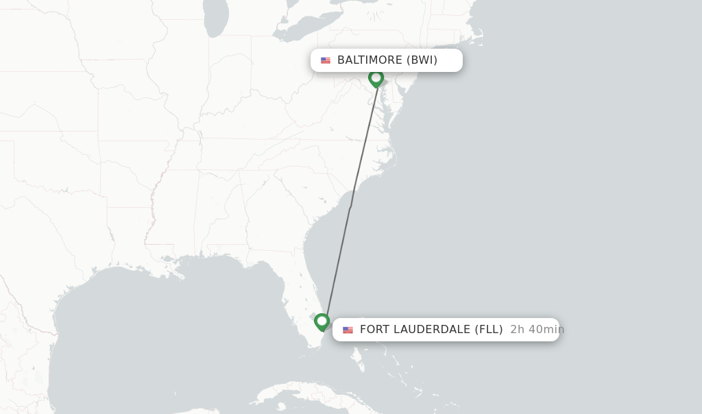 Direct (nonstop) flights from Baltimore to Fort Lauderdale schedules