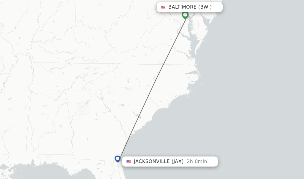 Direct (nonstop) flights from Baltimore to Jacksonville schedules