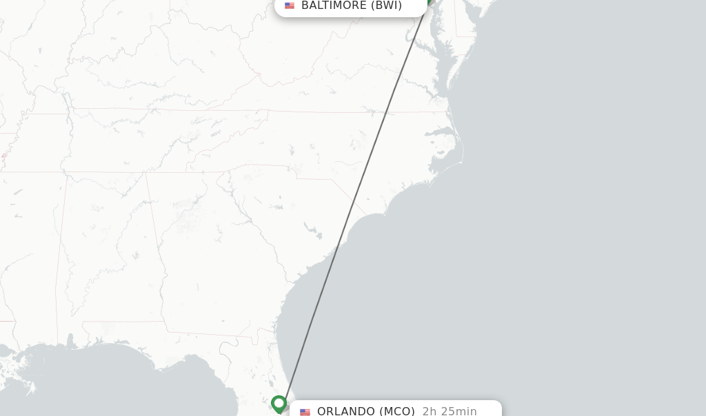 Direct (nonstop) flights from Baltimore to Orlando schedules