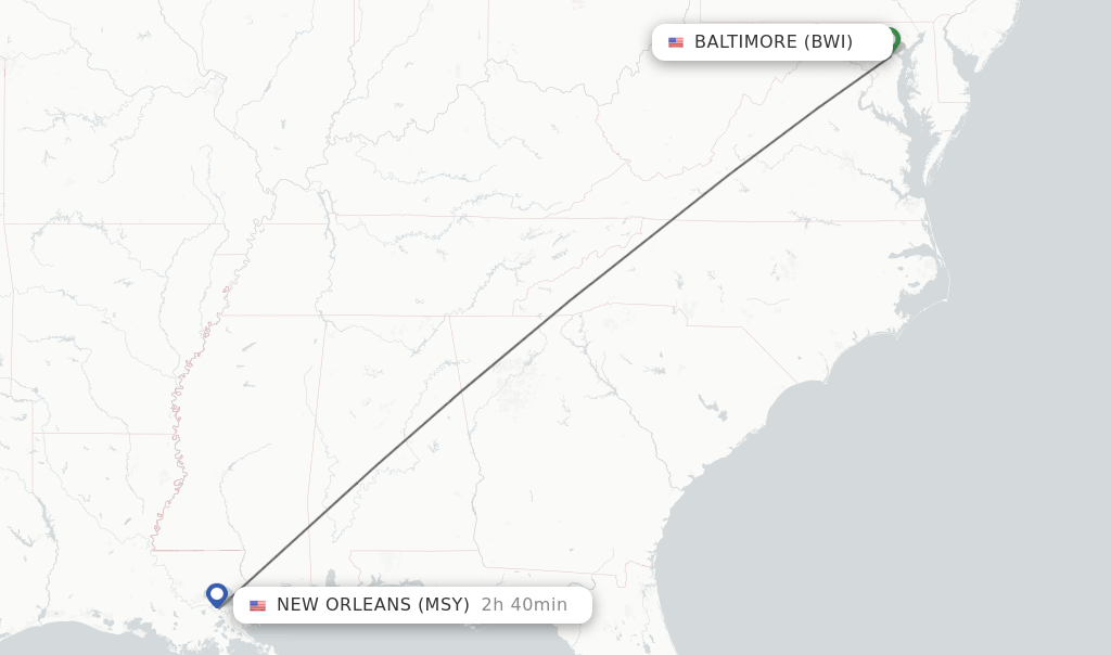Direct (nonstop) flights from Baltimore to New Orleans schedules