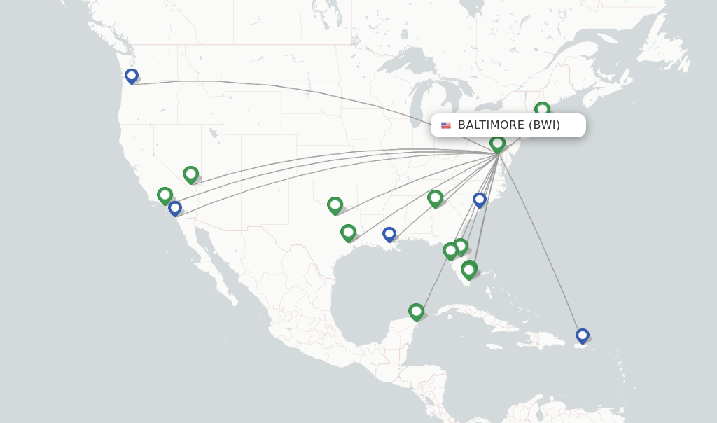 Spirit flights from Baltimore, BWI
