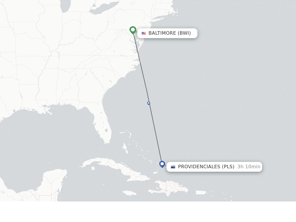 Direct (nonstop) flights from Baltimore to Providenciales schedules