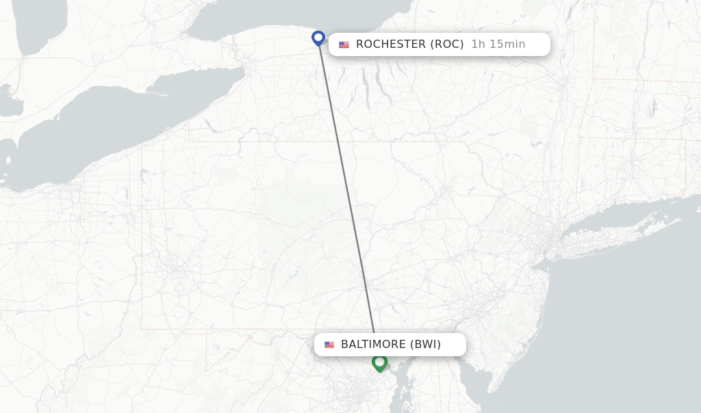 Direct (nonstop) flights from Baltimore to Rochester schedules
