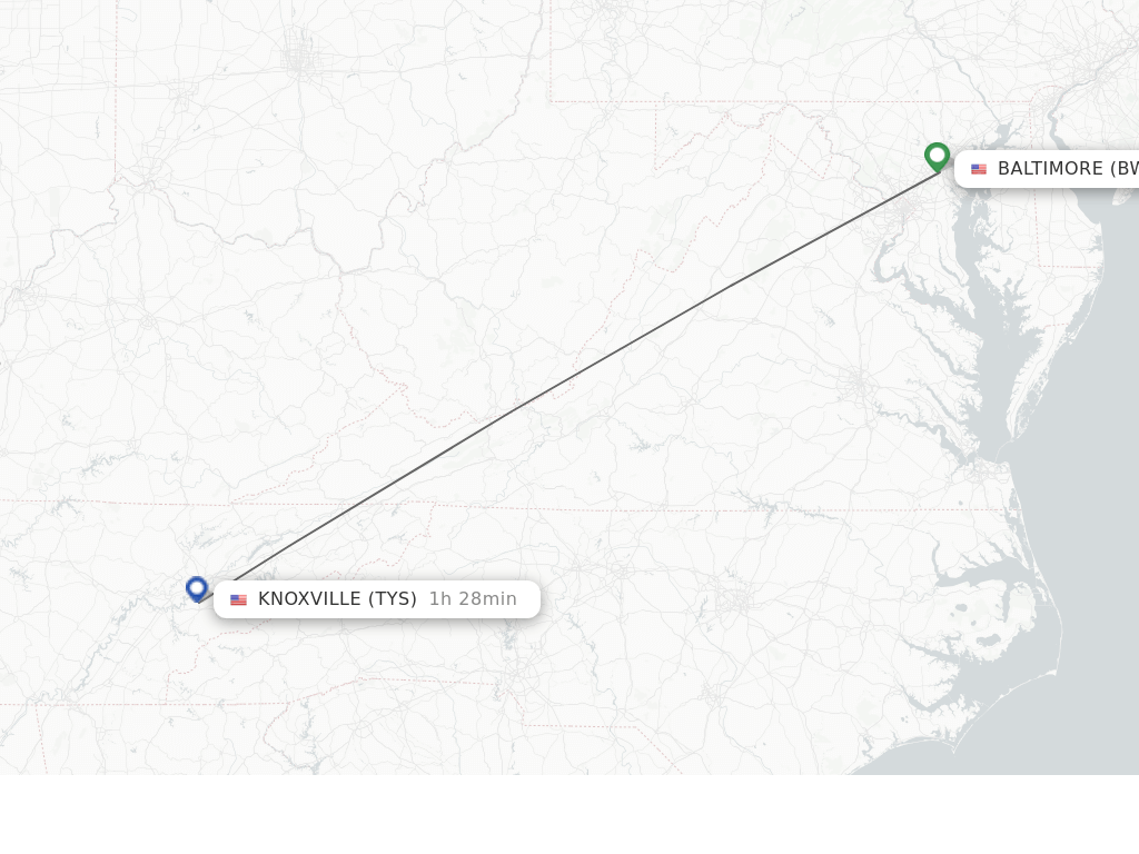 Direct (nonstop) flights from Baltimore to Knoxville schedules