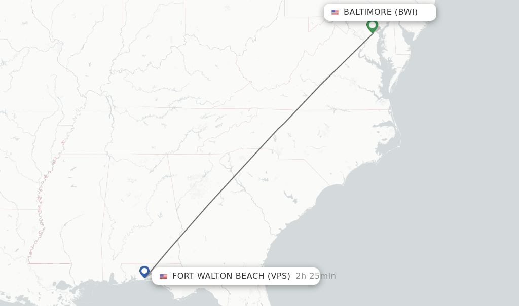 Direct (nonstop) flights from Baltimore to Fort Walton Beach