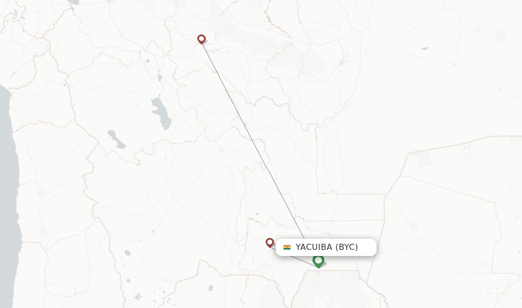 Direct (nonstop) flights from Yacuiba to Cochabamba schedules