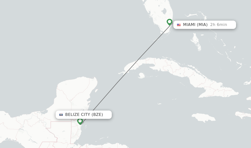 Direct (nonstop) flights from Belize City to Miami schedules