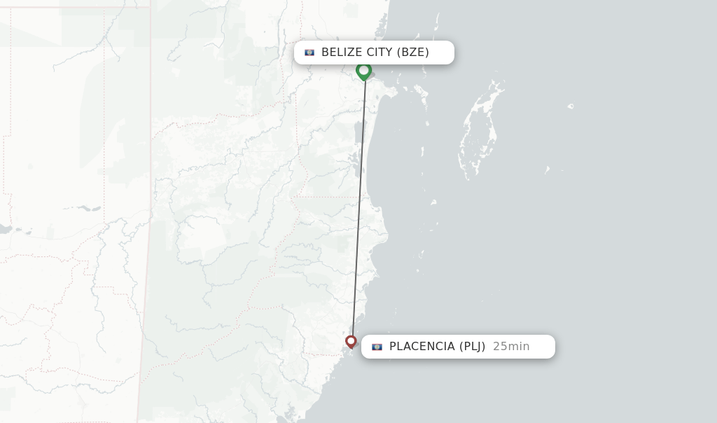 Direct (nonstop) flights from Belize City to Placencia schedules