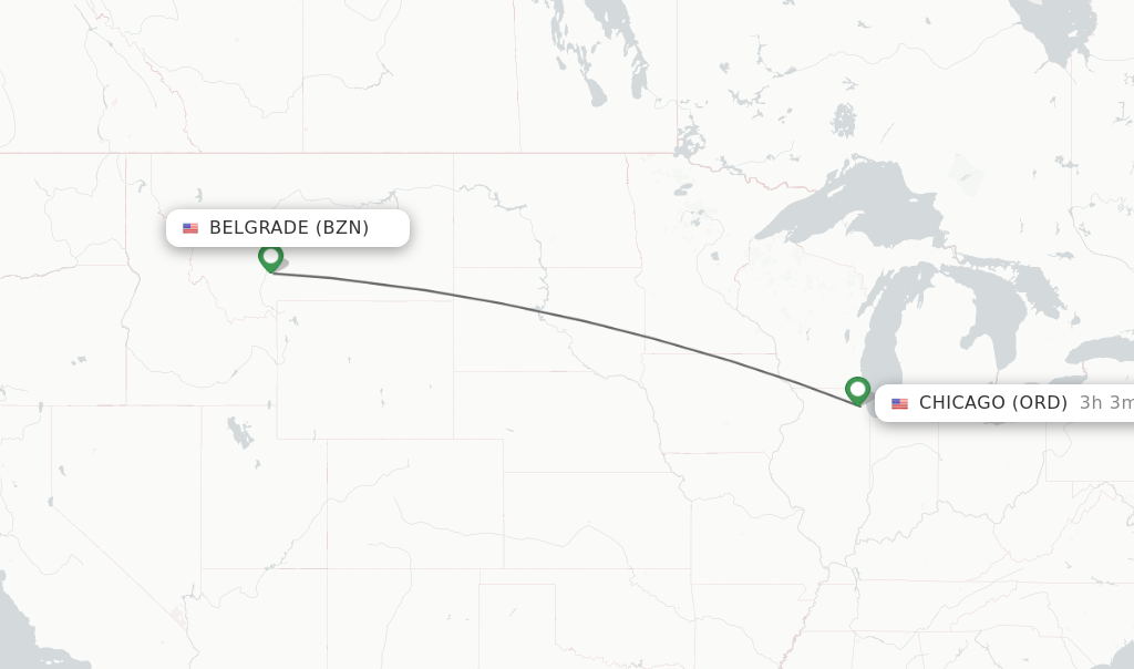 Direct (nonstop) flights from Bozeman to Chicago schedules
