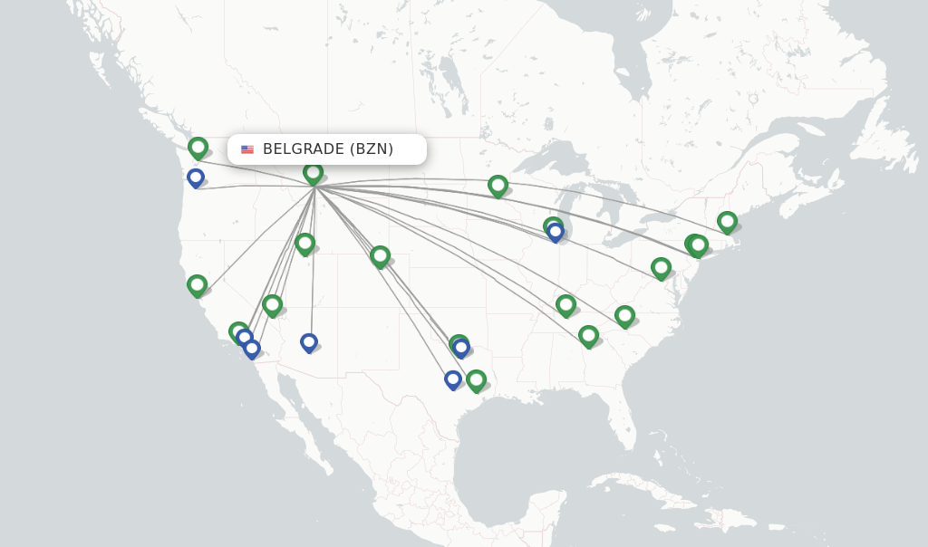 Direct (nonstop) flights from Bozeman, Gallatin Field (BZN