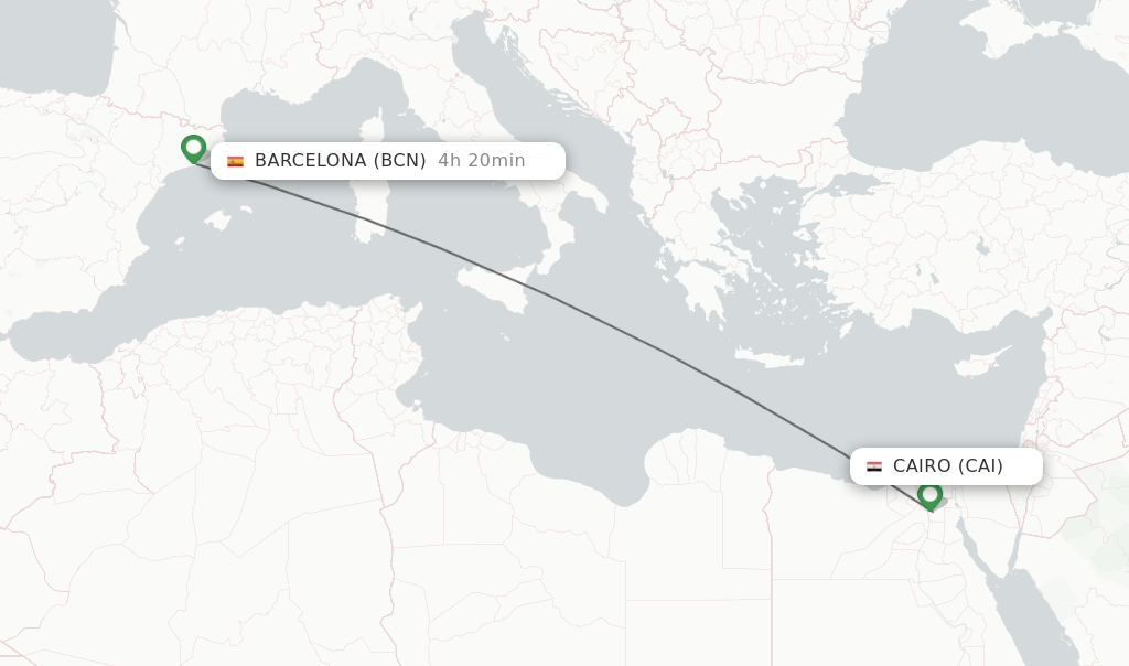 Direct (nonstop) flights from Cairo to Barcelona schedules