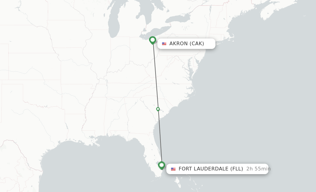Direct (nonstop) flights from Akron to Fort Lauderdale schedules