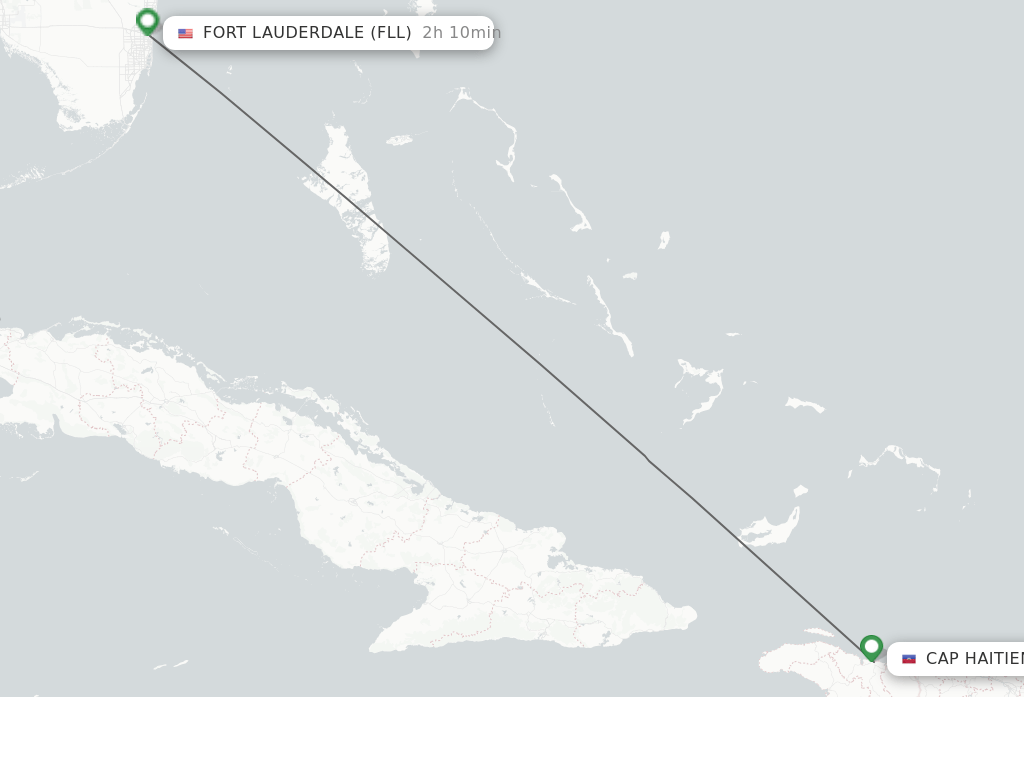 Direct (nonstop) flights from Cap Haitien to Fort Lauderdale