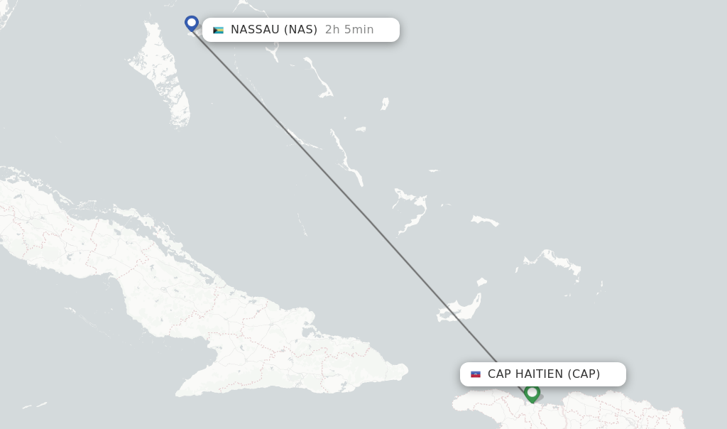 Direct (nonstop) flights from Cap Haitien to Nassau schedules
