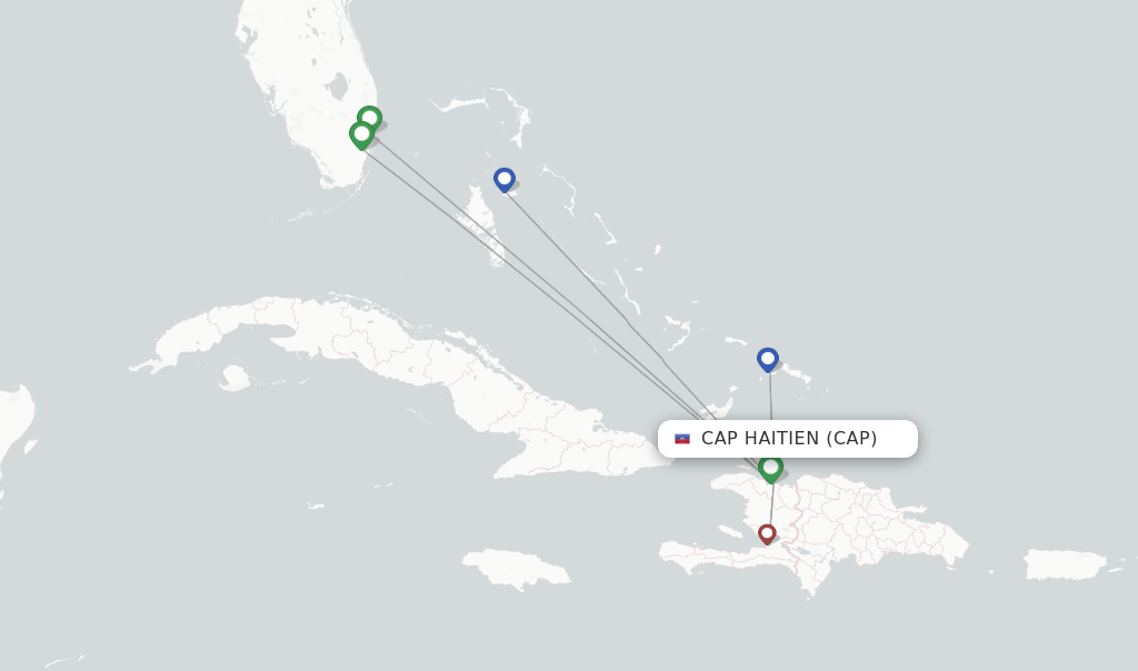 Direct (nonstop) flights from Cap Haitien to Miami schedules